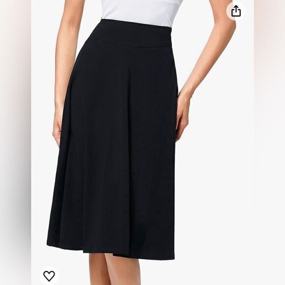 Kate Kasin Flared Stretchy Midi Skirt High Waist Jersey Skirt for Women - Picture 6 of 6
